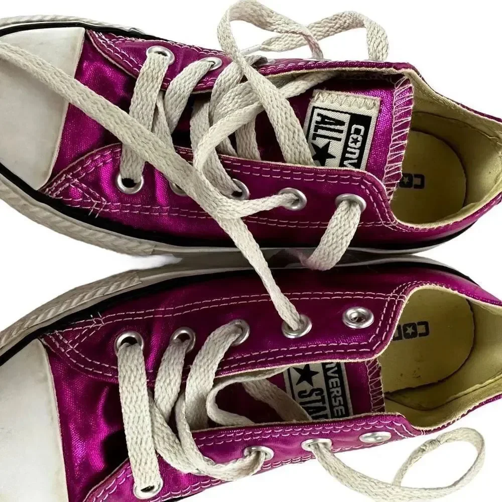 Converse All Star Dark Pink Shiny Sneakers Size 12